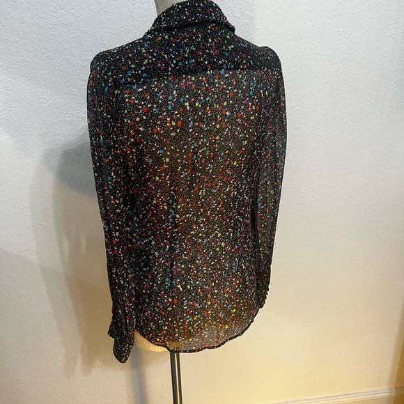 Diane von Furstenberg Mariah Bouclé Trim Confetti Print Blouse in Silk - Picture 5 of 5